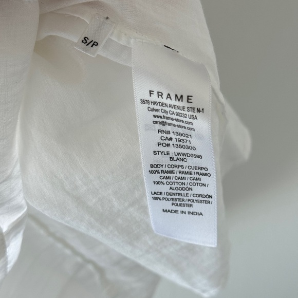 FRAME White Inset Lace Puff Sleeve Mini Dress M - Picture 8 of 8